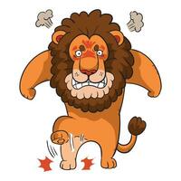 Lion sentiment en colère et rugissement vecteur illustration