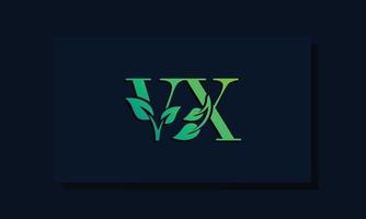 logo vx initial de style feuille minimal vecteur