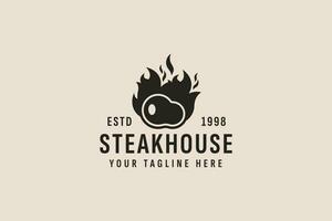 ancien style steak House logo vecteur icône illustration