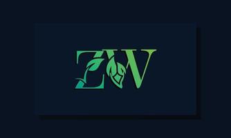 logo zw initial de style feuille minimal vecteur