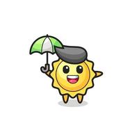 illustration de soleil mignon tenant un parapluie vecteur