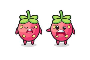 illustration de la dispute entre deux personnages mignons de fraise vecteur