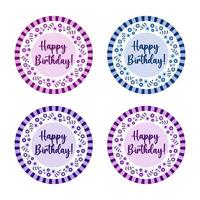 content anniversaire signe avec fleurs pour le cercle papier assiette ou ballon conception, autocollants ou badges et emblèmes. ensemble de 4. vecteur conception.