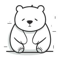 mignonne polaire ours séance sur le sol. vecteur illustration dans contour style.