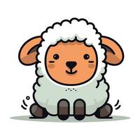mignonne mouton dessin animé personnage. vecteur illustration dans plat conception style.
