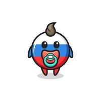 personnage de dessin animé d'insigne de drapeau de la russie de bébé avec la tétine vecteur