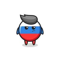 personnage mignon d'insigne de drapeau de la russie avec une expression suspecte vecteur