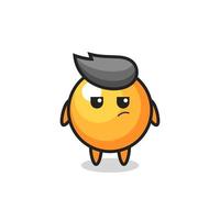 personnage de balle de ping-pong mignon avec une expression suspecte vecteur