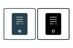 ordinateur la tour icône. icône en relation à appareil, ordinateur technologie. solide icône style. Facile vecteur conception modifiable