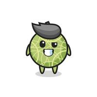 Adorable mascotte de fruit de melon avec un visage optimiste vecteur