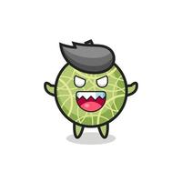 illustration du personnage de mascotte de fruit de melon maléfique vecteur