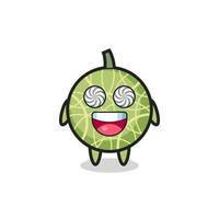 personnage mignon de fruit de melon avec des yeux hypnotisés vecteur