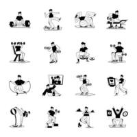 moderne pack de faire des exercices glyphe des illustrations vecteur