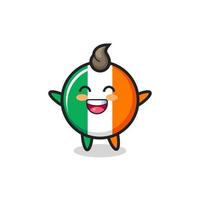 personnage de dessin animé d'insigne de drapeau de l'irlande bébé heureux vecteur