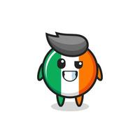 Adorable mascotte d'insigne du drapeau irlandais avec un visage optimiste vecteur