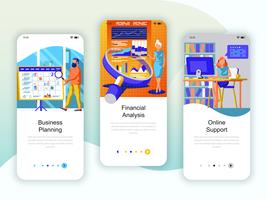 Ensemble de kit d&#39;interface utilisateur d&#39;écrans d&#39;intégration pour la planification, l&#39;analyse financière vecteur