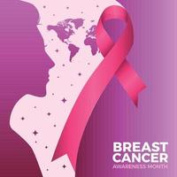 sensibilisation au cancer du sein avec le concept de ruban et de femme vecteur
