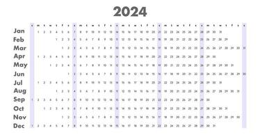 mensuel calendrier 2024 modèle. la semaine strat sur dimanche vecteur
