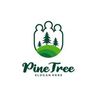 pin arbre avec gens logo conception vecteur. Créatif pin arbre logo concepts modèle vecteur