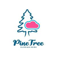 pin arbre avec nuage logo conception vecteur. Créatif pin arbre logo concepts modèle vecteur