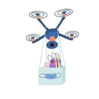 un drone livre des médicaments et des masques vecteur