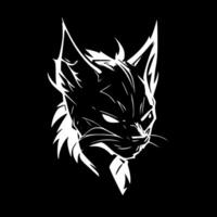 chat sauvage - noir et blanc isolé icône - vecteur illustration
