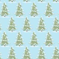 sans couture modèle de Noël des arbres sur une bleu Contexte vecteur