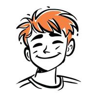 portrait de une souriant rouge aux cheveux garçon. vecteur illustration.