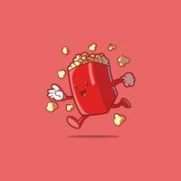 pop corn paquet personnage fonctionnement vecteur illustration. nourriture, mascotte, film conception concept.