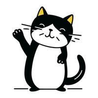 mignonne dessin animé chat. noir et blanc vecteur illustration isolé sur blanc Contexte.