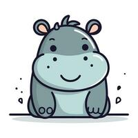 mignonne hippopotame. vecteur illustration de une dessin animé animal.