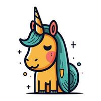 mignonne Licorne vecteur illustration dans plat style. mignonne dessin animé poney personnage.