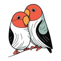 deux perroquets isolé sur une blanc Contexte. vecteur illustration dans dessin animé style.