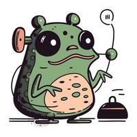 marrant grenouille sur le téléphone. vecteur illustration dans dessin animé style.