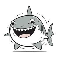 requin personnage vecteur illustration. mignonne dessin animé requin avec ouvert bouche.