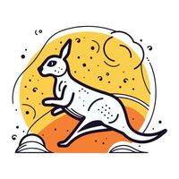 kangourou sur le lune. vecteur illustration dans linéaire style.