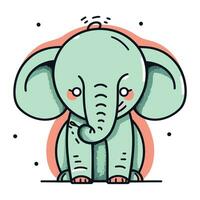 mignonne dessin animé l'éléphant. vecteur illustration dans griffonnage style.