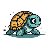 mignonne dessin animé tortue. vecteur illustration. isolé sur blanc Contexte.