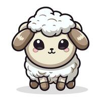 mouton mignonne animal dessin animé personnage vecteur illustration. mignonne dessin animé mouton