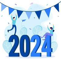 illustration vecteur graphique dessin animé personnage de Nouveau année 2024