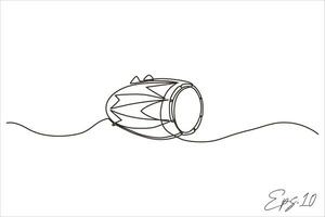 continu ligne art dessin de une tambour musical instrument vecteur