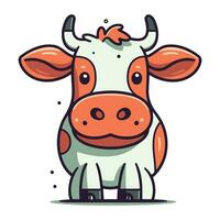 mignonne dessin animé vache. ferme animal. vecteur illustration dans griffonnage style.
