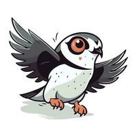 vecteur illustration de une mignonne dessin animé noir et blanc hibou avec ailes.