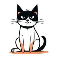 mignonne dessin animé chat séance et à la recherche à caméra. vecteur illustration.