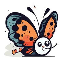 papillon. mignonne dessin animé personnage. coloré vecteur illustration.