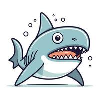requin dessin animé personnage. vecteur illustration de une marrant peu requin.