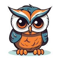 mignonne dessin animé hibou. vecteur illustration isolé sur une blanc Contexte.