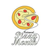 un continu ligne dessin de nationale Pizza mois avec blanc Contexte. nationale Pizza mois conception dans Facile linéaire style. nationale Pizza mois conception concept vecteur illustration.