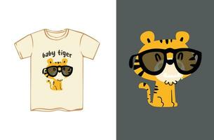 enfants Vêtements conception, chat personnage portant des lunettes de soleil vecteur