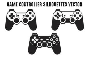 gratuit vidéo Jeu manette isolé silhouettes, Jeu console silhouettes empaqueter, vecteur manette de jeu noir silhouette collection